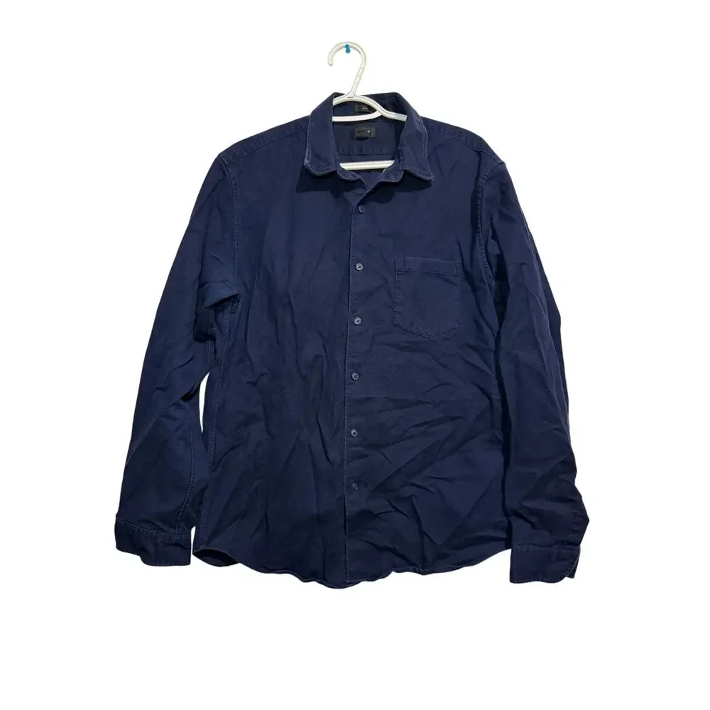 J Crew slim navy button down shirt mens large minimalist career luxury business